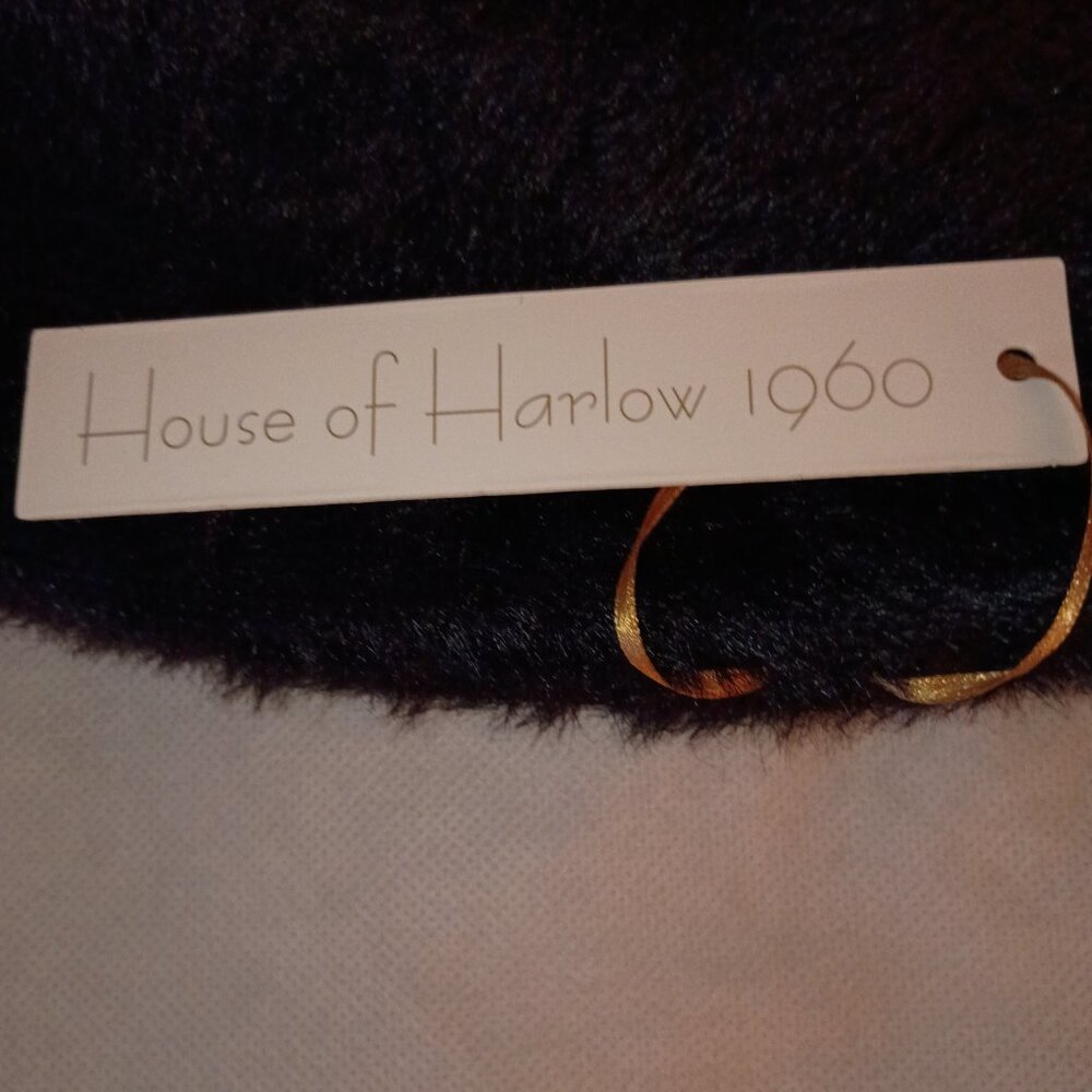 HOUSE OF HARLOW 1960 WOMEN'S BLACK FURRY TEXTURE STREET WEAR BUCKET HAT OS NWT - Picture 2 of 5